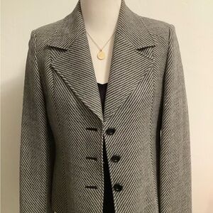 Talbots Women's Black and White Striped Wool Jacket